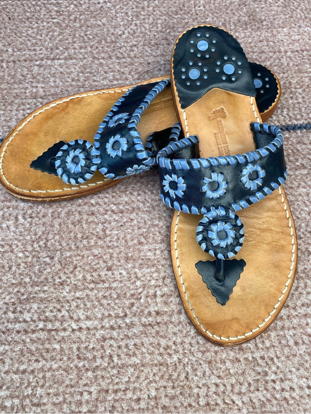 Stephen Bonnano boho earthy southwestern leather flip flop thong Sandler